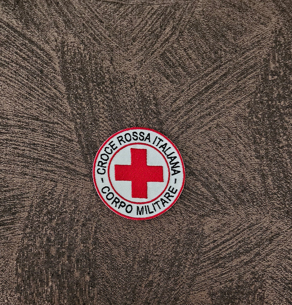 Patch Scratch Red Cross 118 Embroidered with Velcro M.eF. Sewn Diameter 8CM