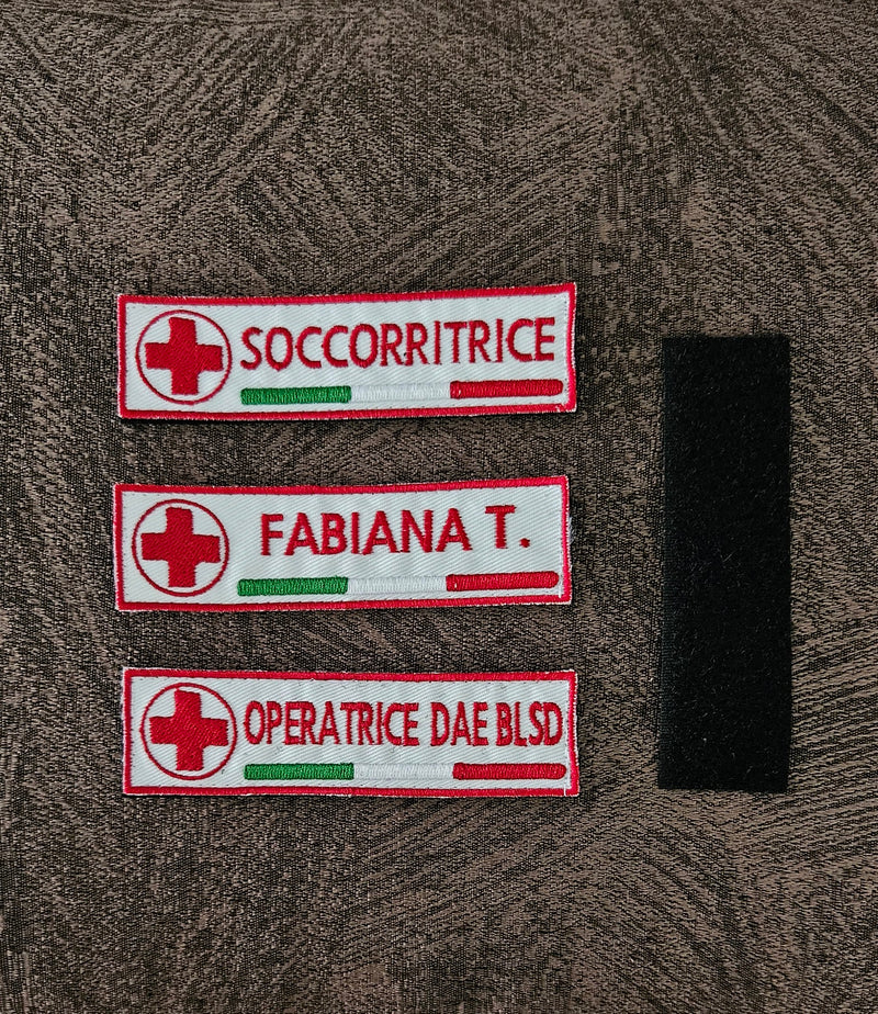 Patch Scratch Red Cross 118 Your Name Embroidered with Velcro M.eF. Sewn 12X3.5CM