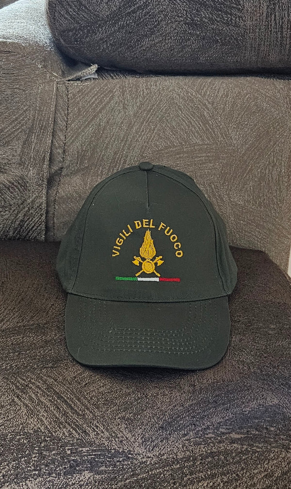 Vigili del Fuoco VDF Berretto Cappello Ricamato Colore Verde Militare