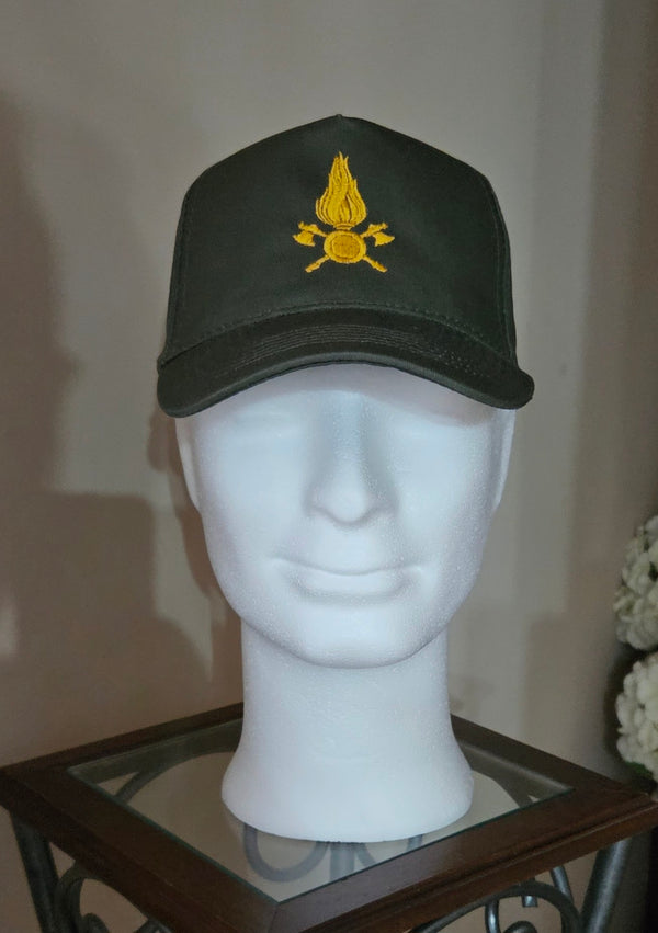 Vigili del Fuoco VDF Berretto Cappello Fiamma Ricamato Colore Verde Militare