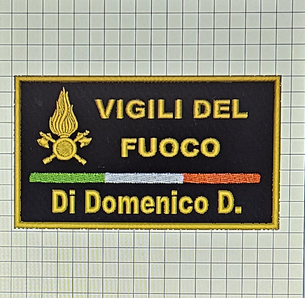 Toppa Patch x Borsa Vigili del Fuoco IL Tuo Nome Ricamata 17X10CM Termoadesiva e da cucire