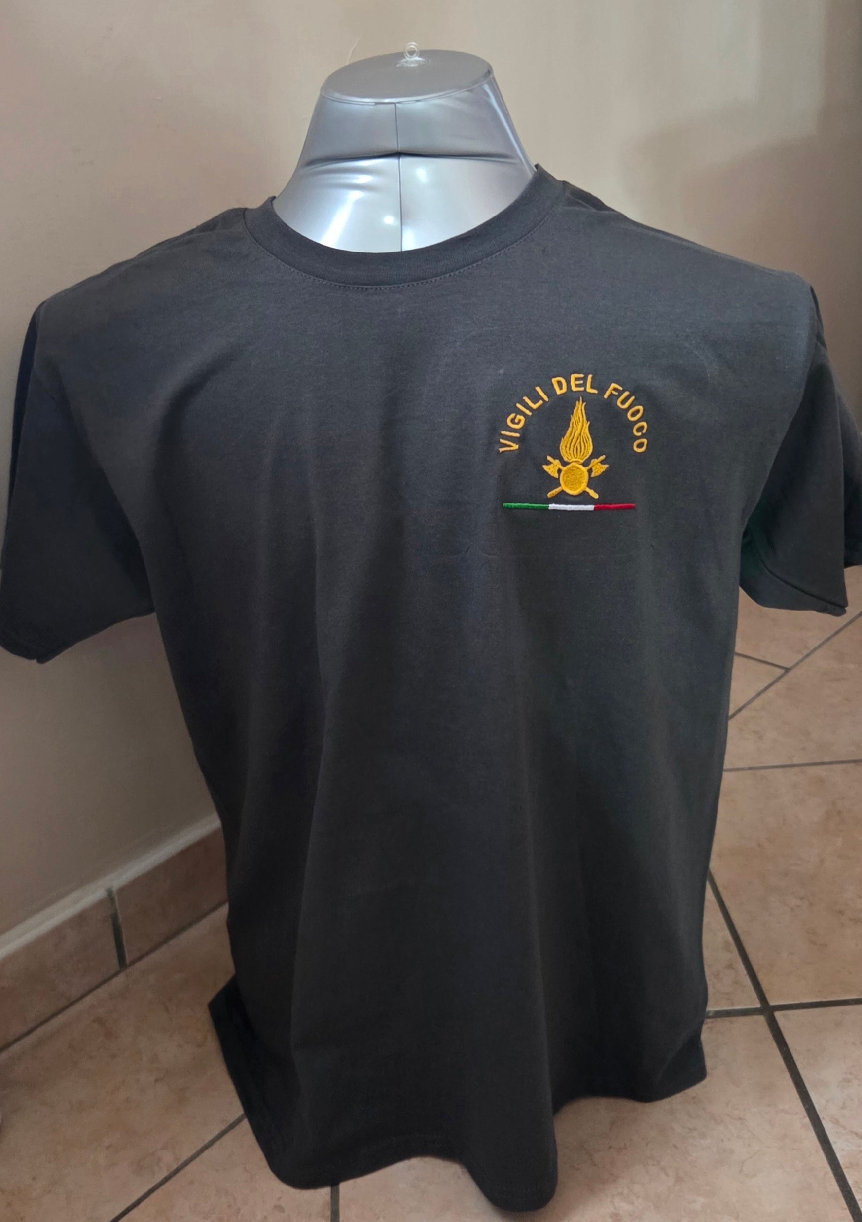 T-Shirt Firefighters VDF Logo Front Embroidered Customizable Lead/Dark