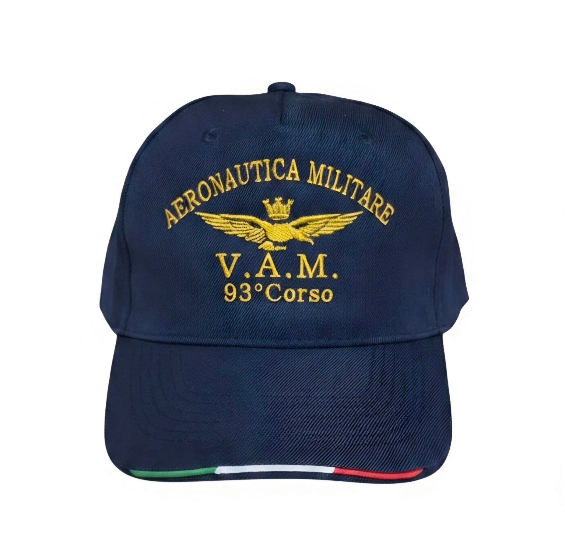 Aeronautica Militare VAM Con scritta personalizzata Berretto Cappello Tricolore Ricamato Colore Blu Ny