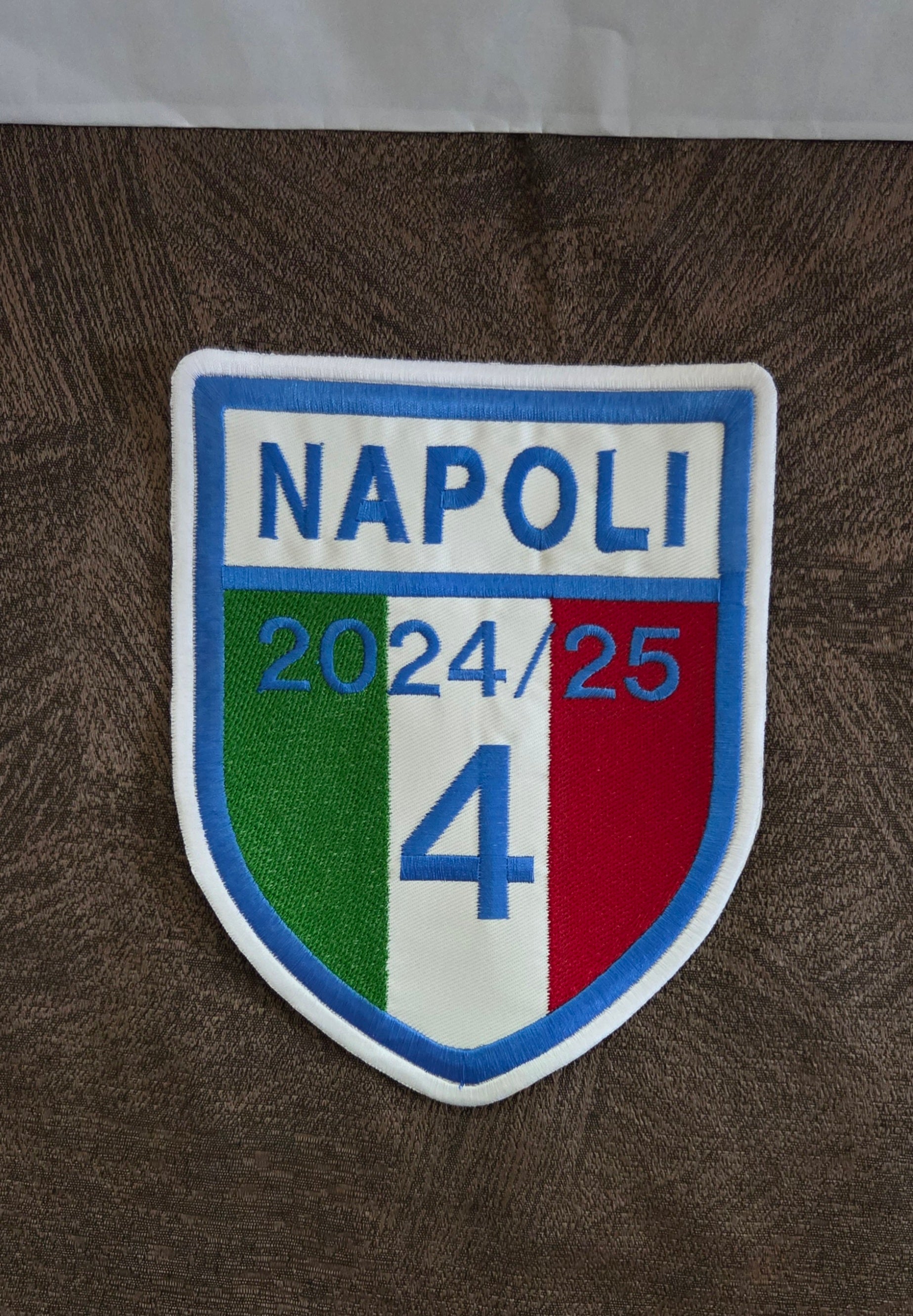 Patch Toppa Napoli 4 Scudetto 20x16cm Extra Large Ricamata Termoadesiva e da cucire