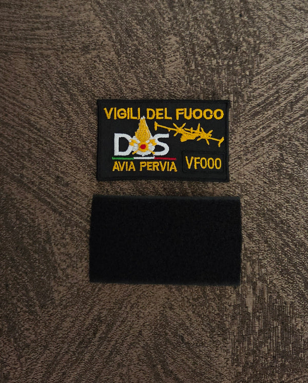 TOPPA PATCH RICAMATA Vigili del Fuoco DOS AVIA PERVIA con Velcro M.eF cucito 8X5CM