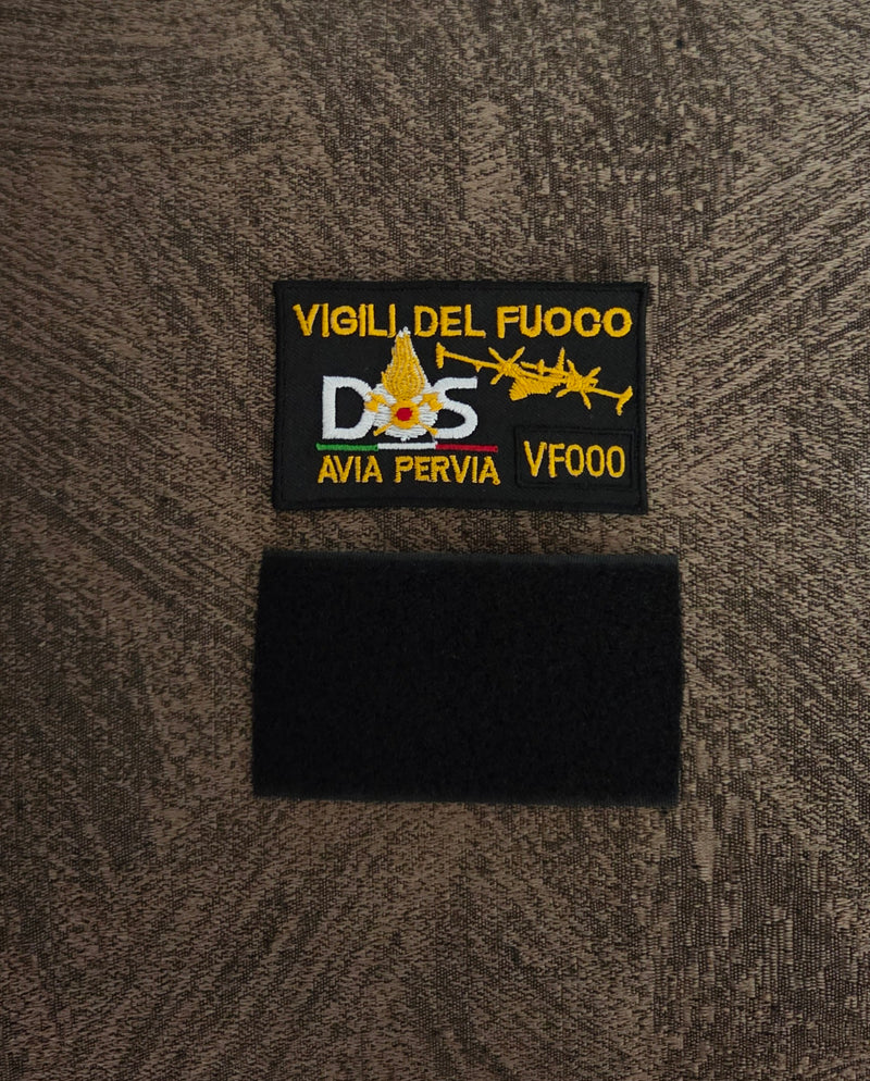 TOPPA PATCH RICAMATA Vigili del Fuoco DOS AVIA PERVIA con Velcro M.eF cucito 8X5CM