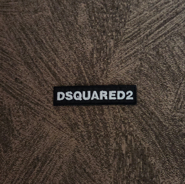 Patch Toppa Ricamata Replica Dsquared2 8.5x2CM Argento  Termoadesiva e da Cucire Diametro