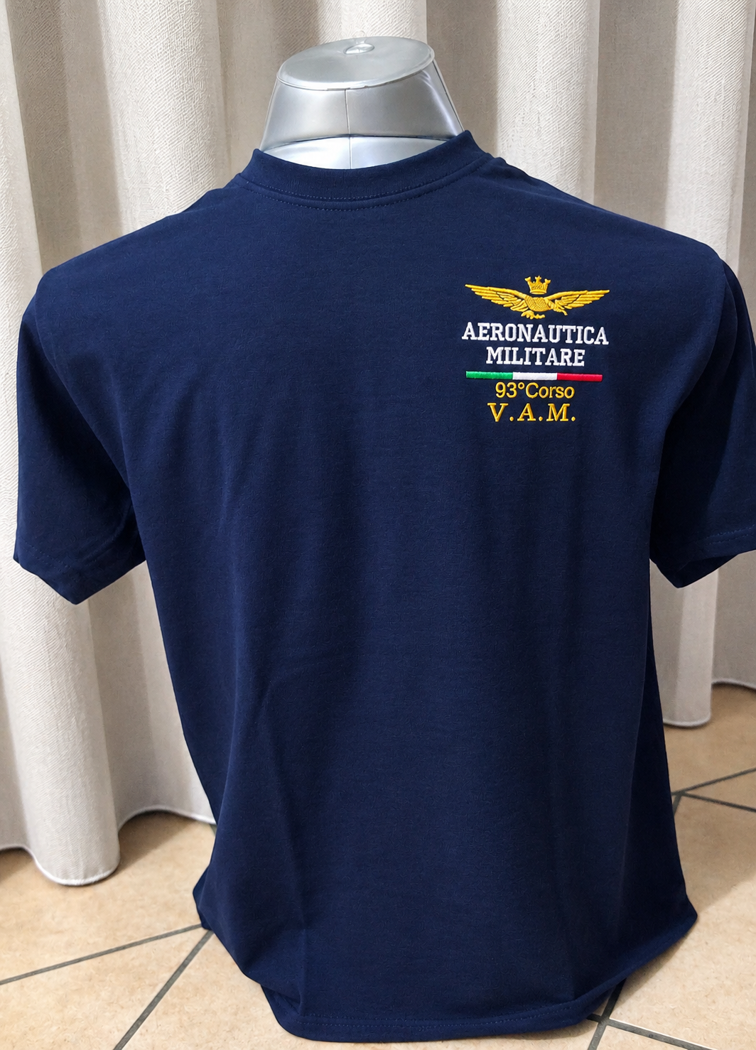 T-Shirt Maglia Aeronautica Militare VAM Con scritta Davanti personalizzata  Ricamata Colore Blu Ny