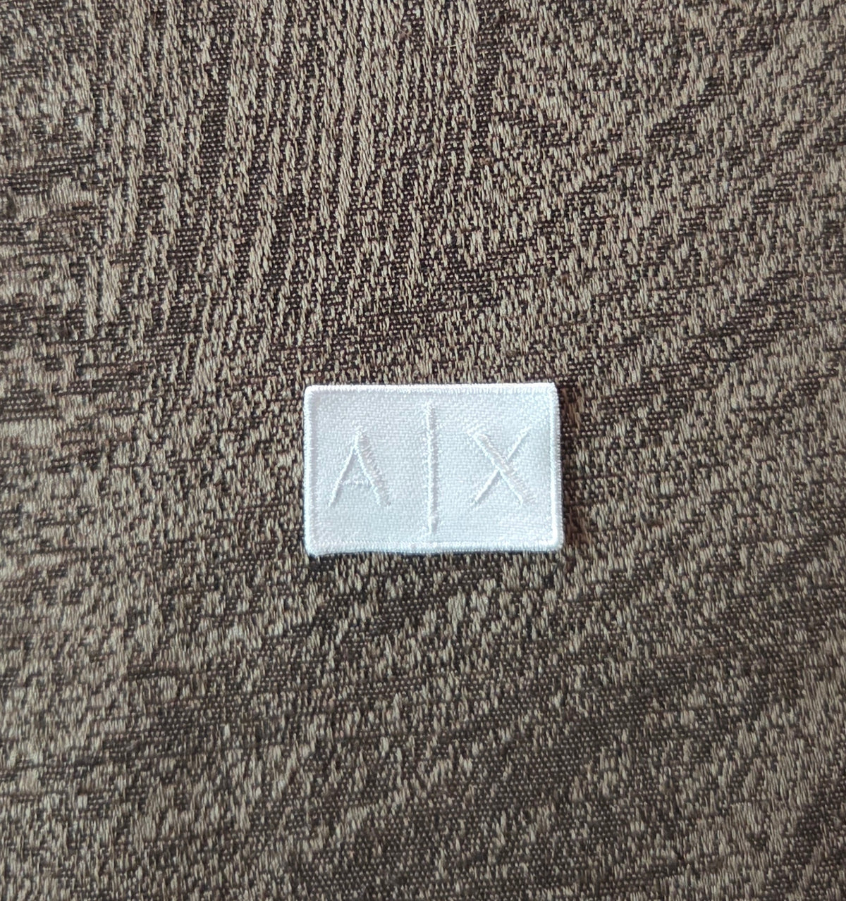 Patch Replica AX Armani Exchange 3x2cm Bianco Ricamata Termoadesiva e da cucire