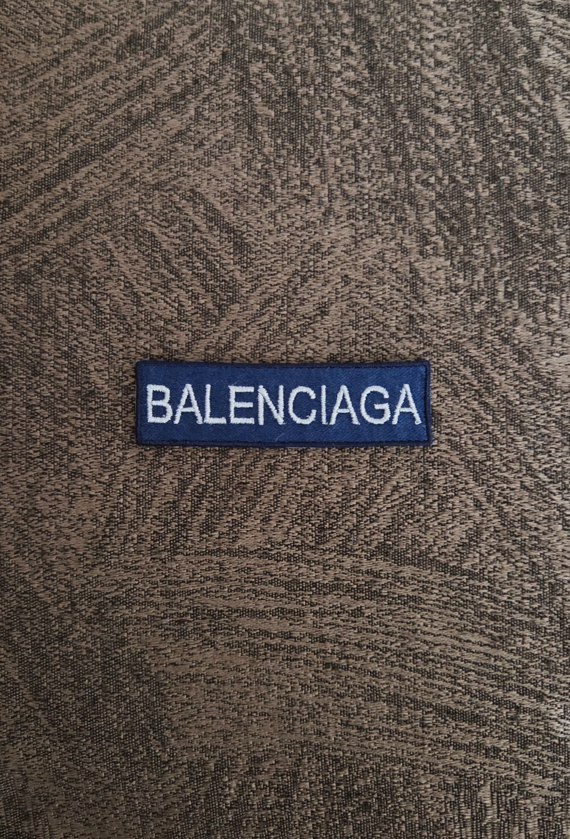 Patch Toppa Ricamata Replica Balenciaga 7x2cm Blu/Bianco Termoadesiva e da Cucire