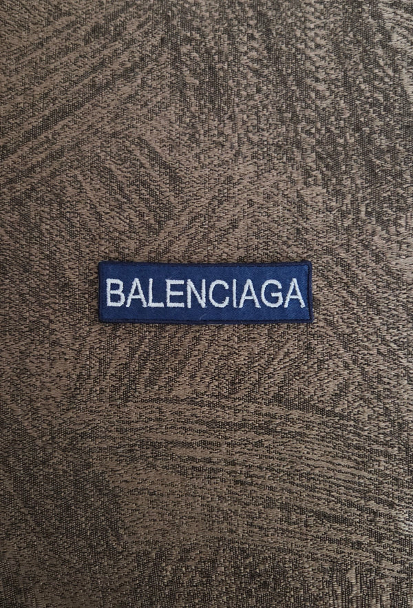 Patch Toppa Ricamata Replica Balenciaga 7x2cm Blu/Bianco Termoadesiva e da Cucire