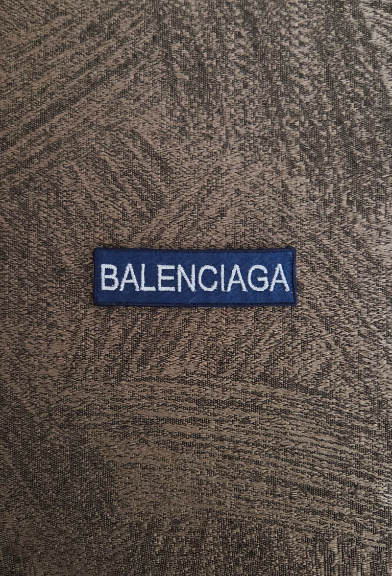 Patch Toppa Ricamata Replica Balenciaga 7x2cm Blu/Bianco Termoadesiva e da Cucire