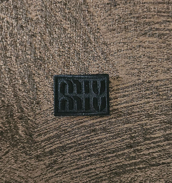 Patch Replica MIU MIU Black Embroidered Iron-on or Sew-on 3.5x2.5 cm